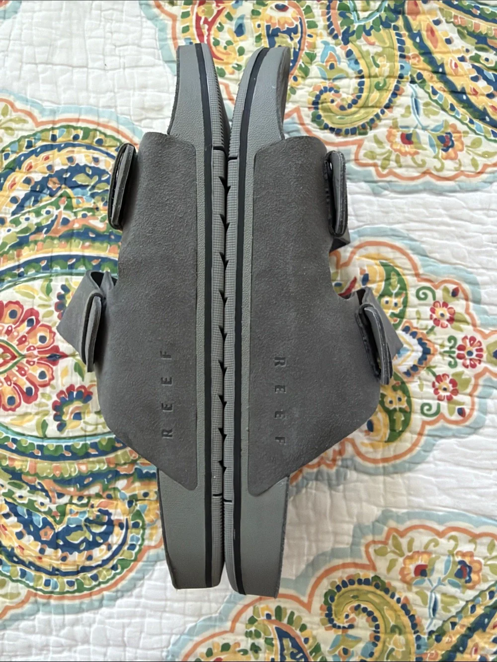 Reef Men’s Gray Double-Strap Slide Sandals
